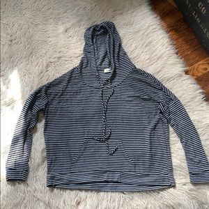 Striped long sleeve shirt with hood